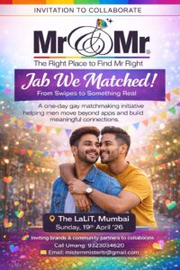 LGBTQ matchmaking event Jab We Matched poster at The LaLiT Mumbai April 2026