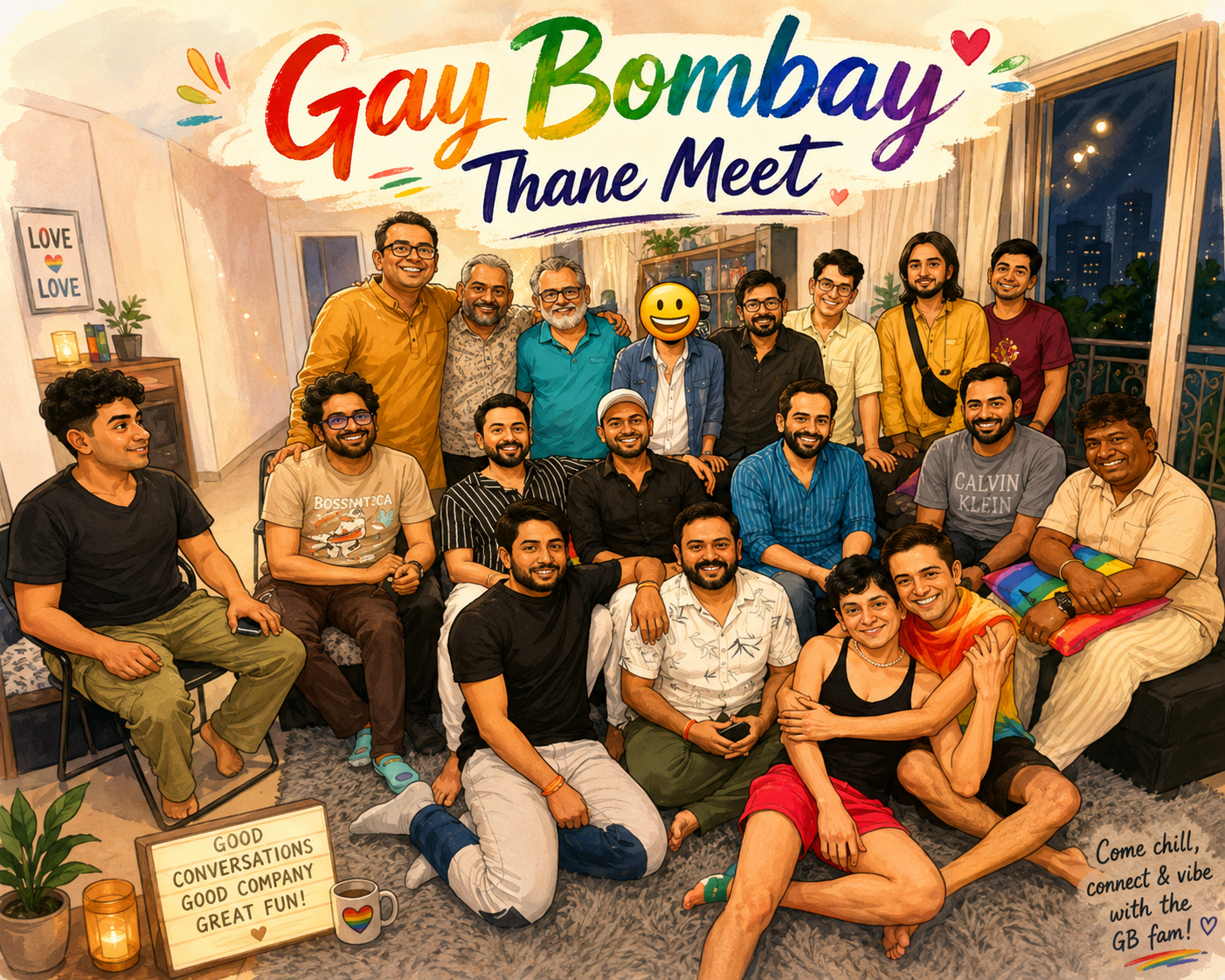 GayBombay LGBTQ community meet in Thane Mumbai with people socialising and connecting during a relaxed evening meetup