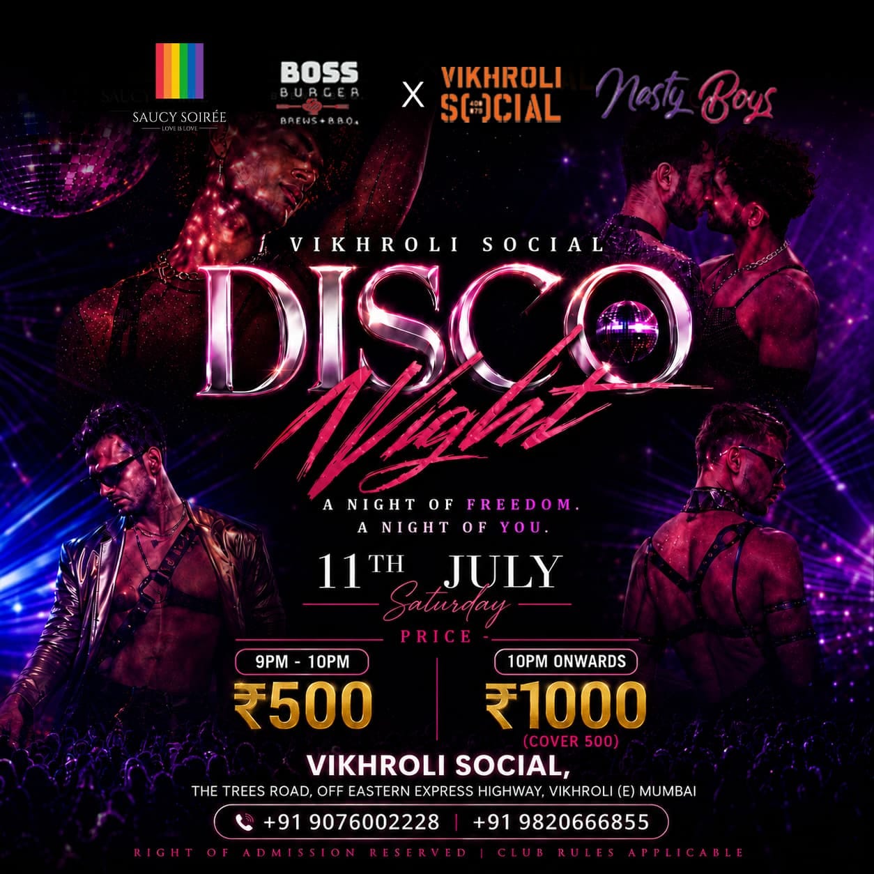 Vikhroli Social Disco Night LGBTQIA+ party by NastyBoys and Saucy Soirée in Vikhroli Mumbai