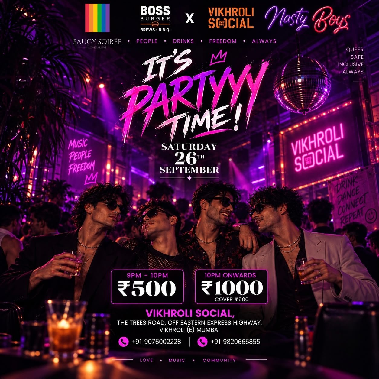 🌈 It’s Partyyy Time – NastyBoys & Saucy Soirée at Vikhroli Social | 26 September 2026
